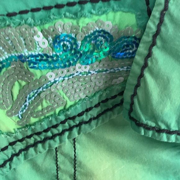 Vintage Y2K Roar Green Snap Front Rhinestone Cowboy Shirt Size M - Picture 4 of 7